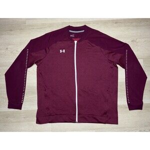 Under Armour Storm Cold Gear Loose Full Zip Fleece Jacket Mens 2XL Red